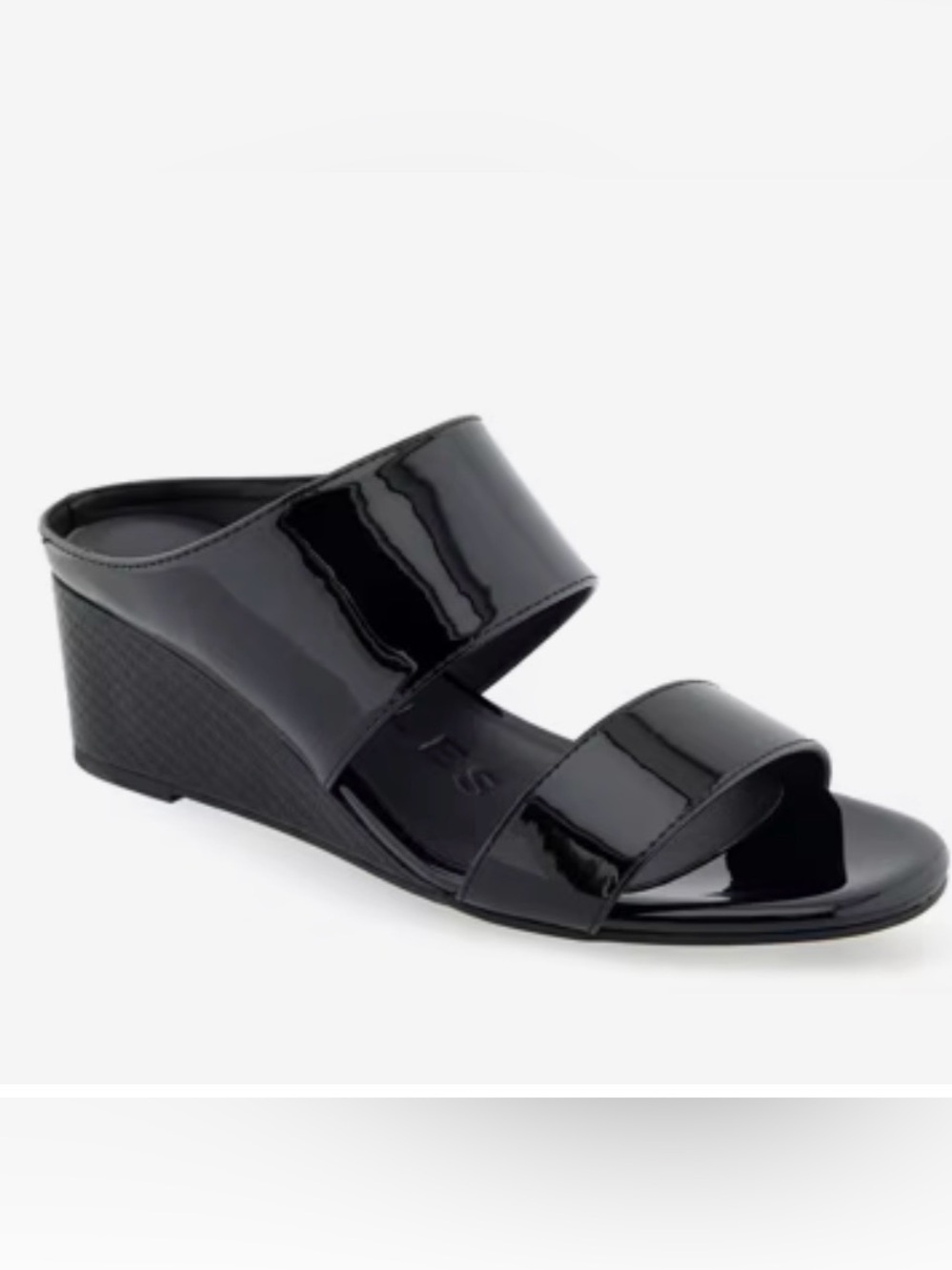 AEROSOLES Wheeler Black Patent Wedge Sandals